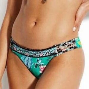 SEAFOLLY NWOT Water Garden EvergreenMulti Rouleau Brazilian Bikini SIZE: 6